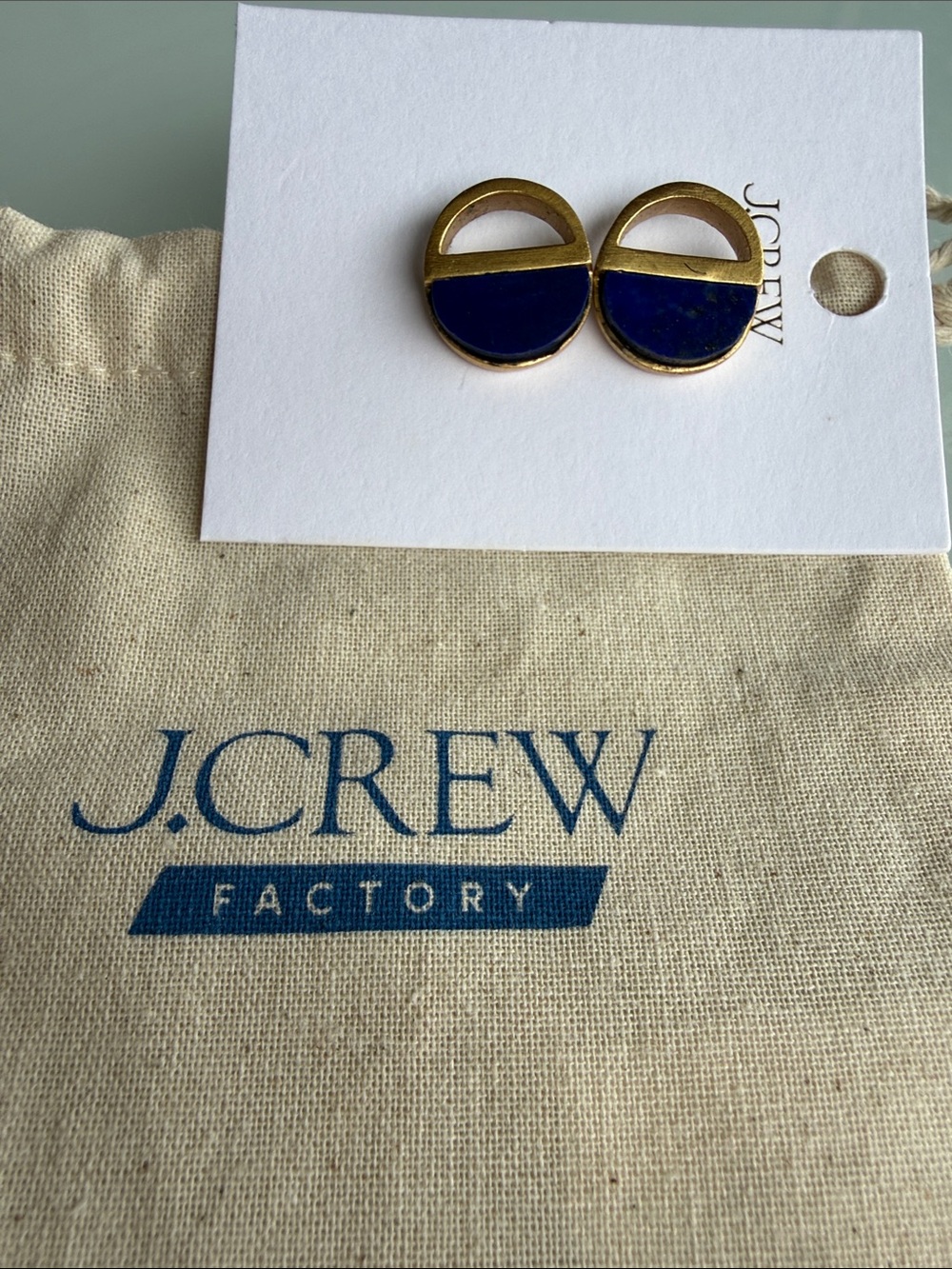 J. Crew Factory Gold and Navy Half-Moon Earrings